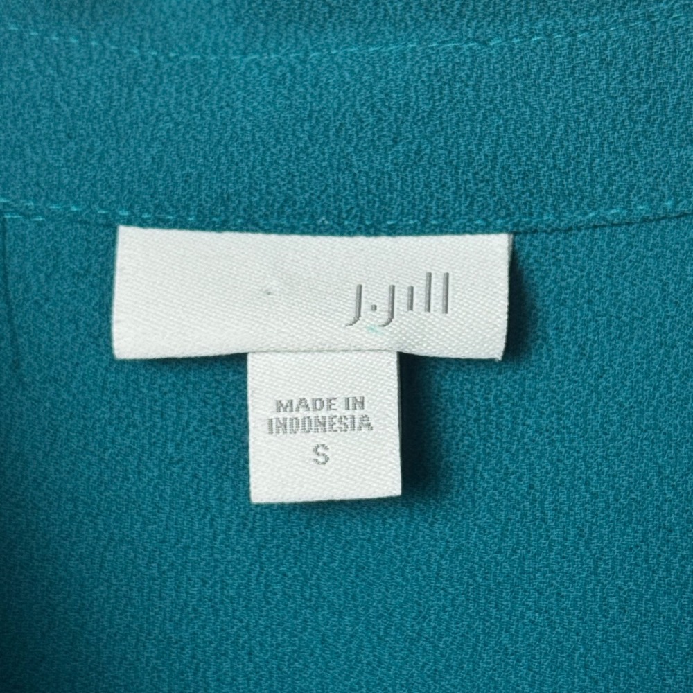 J. Jill Button Down Women S Teal Pleated Back Long Sleeve Tunic Blouse - Picture 2 of 7